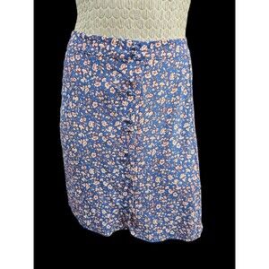 ALK Women's 12 Madewell Porch Side-Button Mini Skirt in Summer Vines A-Line EUC